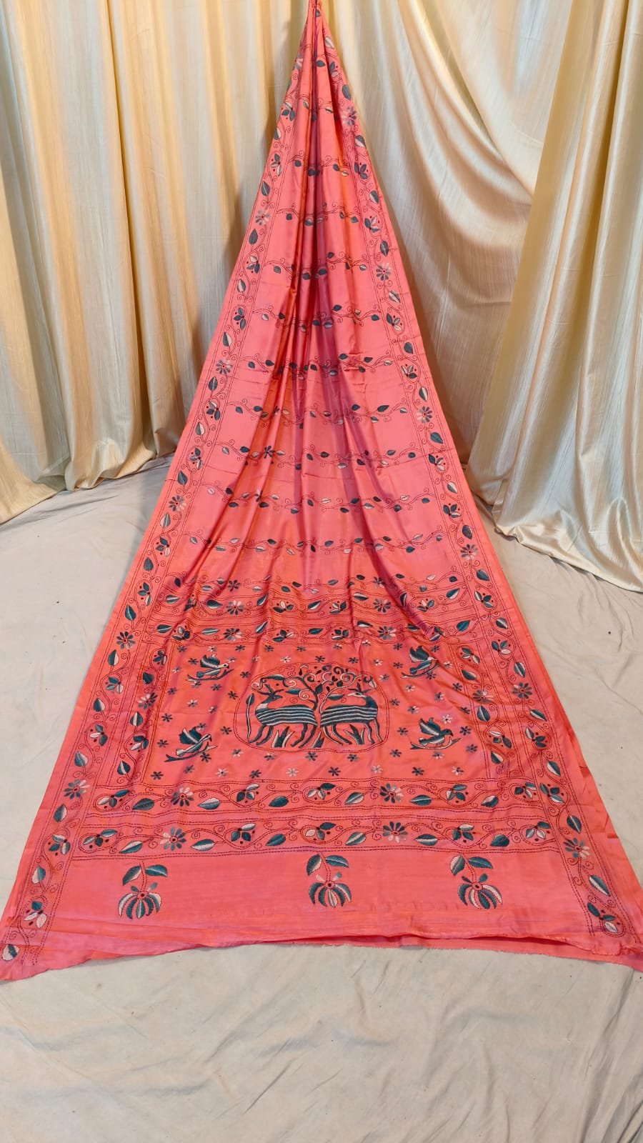 Blended Silk Kantha Hand Stitch Saree