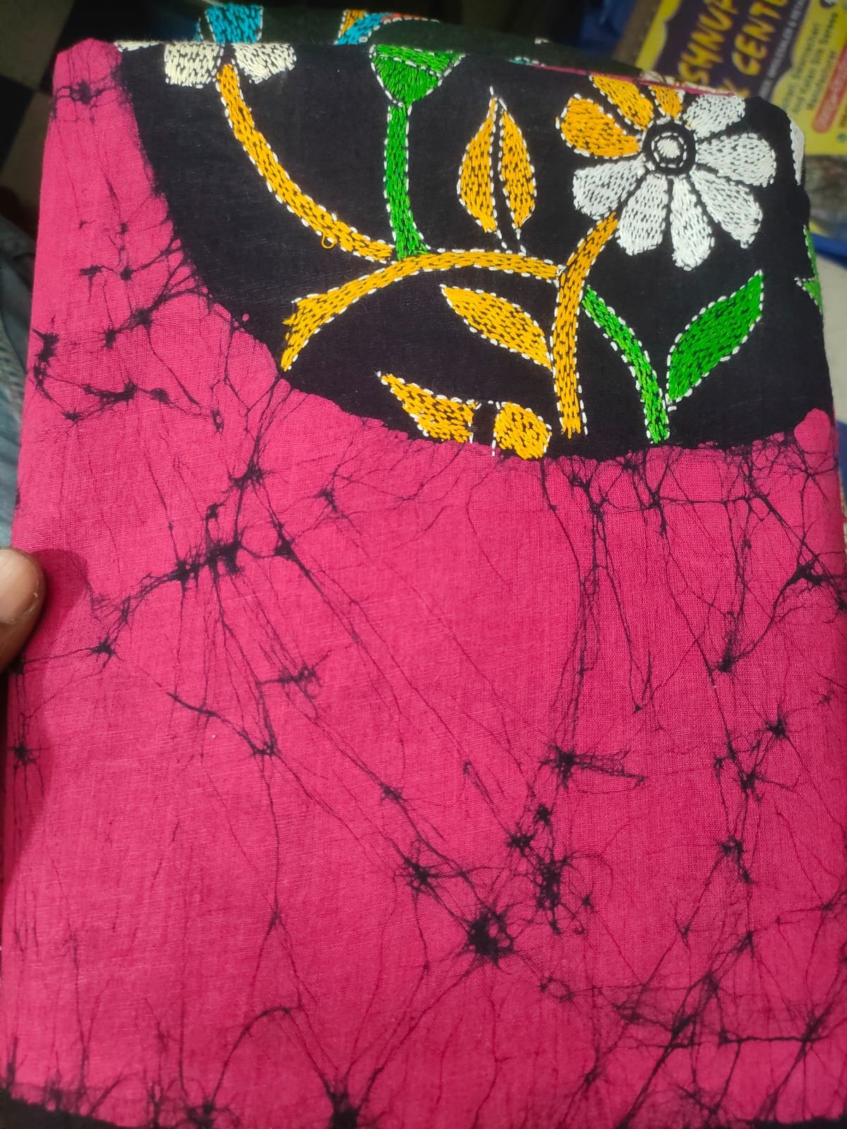 Kalka Design Batik Kantha Handstitch Saree